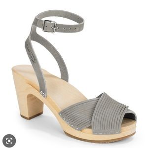Swedish Hasbeens Grey Nubuck Sandal